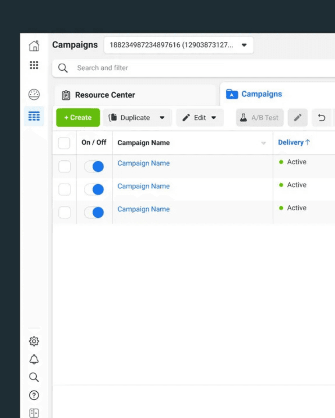 Meta Ads Manager Campaigns ekran görüntüsü